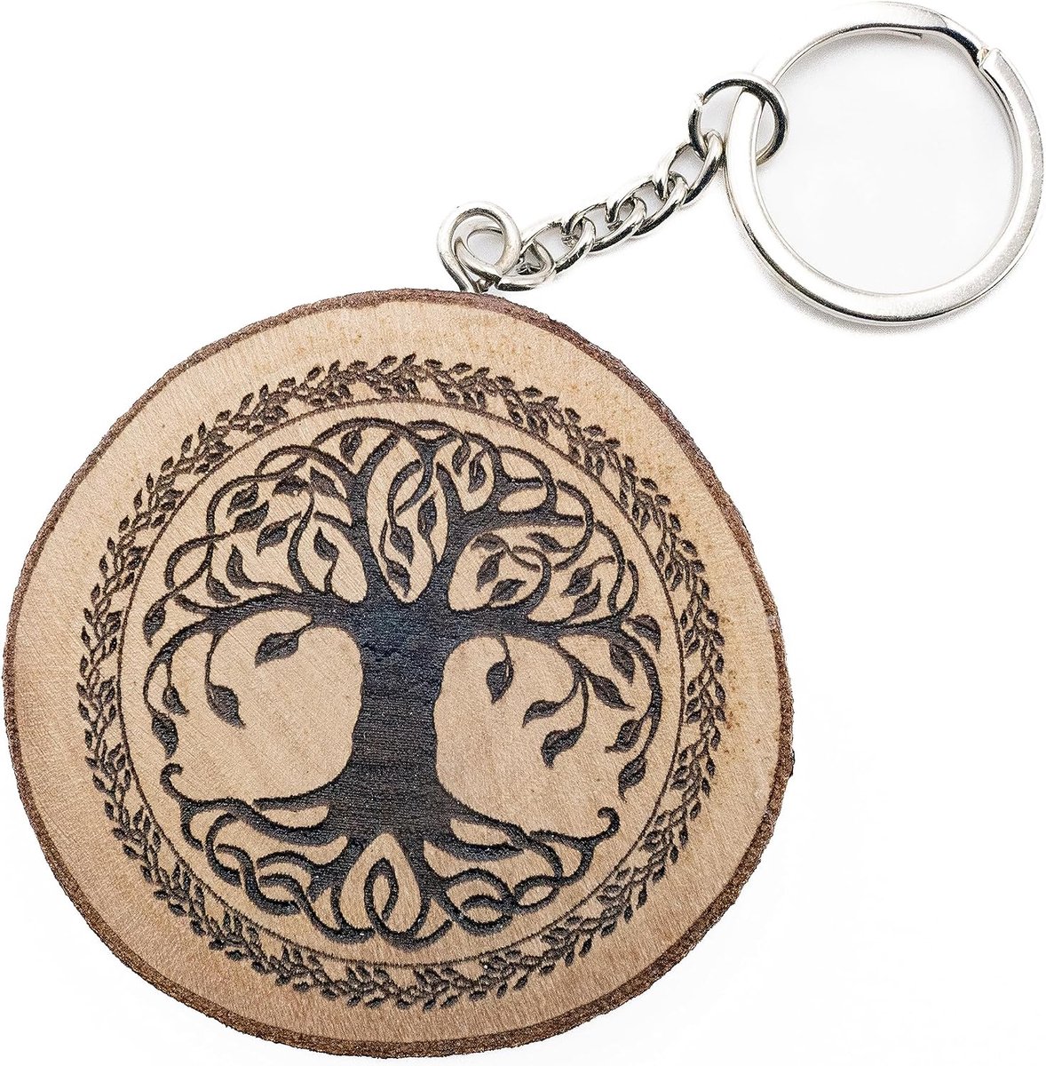 Sleutelhanger van natuurlijk hout met levensboom - The Tree of Life