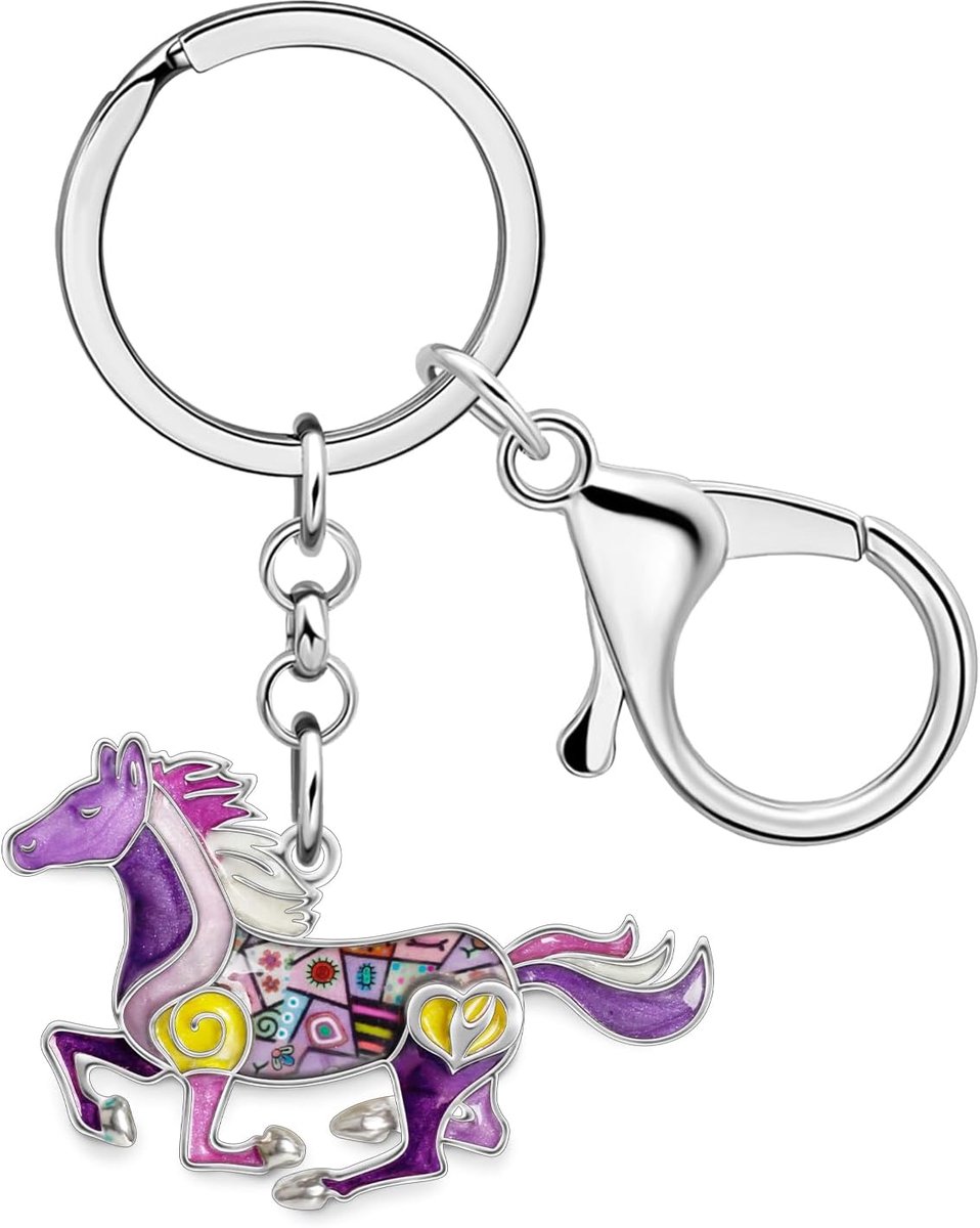 Legering Paard Sleutelhanger Geschenken Voor Paardenliefhebbers Vrouwen Meisjes, Handgemaakte Emaille Dier Sleutelhangers Portemonnee Tas Charms Accessoires