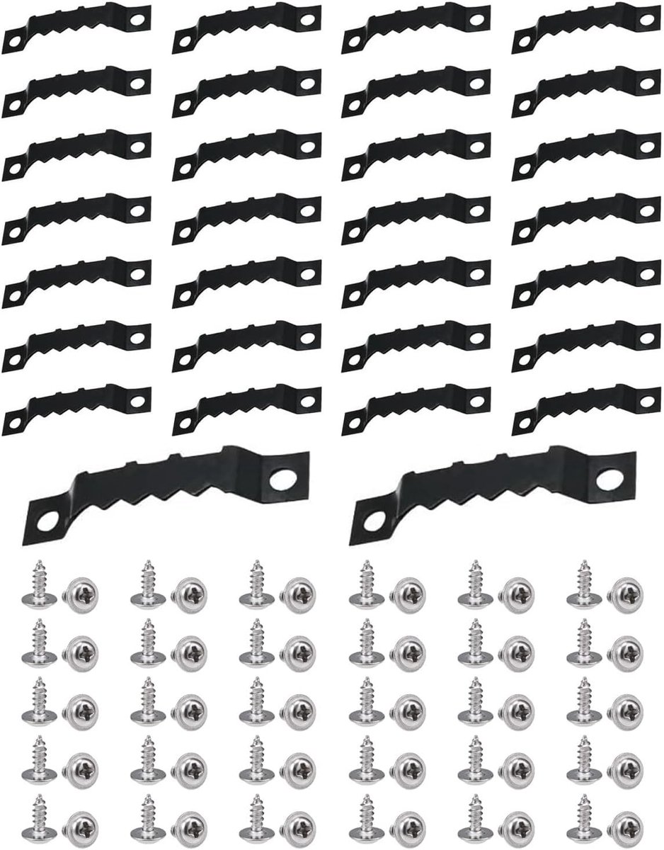 30 stuks zaagtanden fotohangers metalen fotohangers met schroeven fotolijst hanger voor zware foto's linnen wouden horloges en ambachtelijke artikelen (zwart)