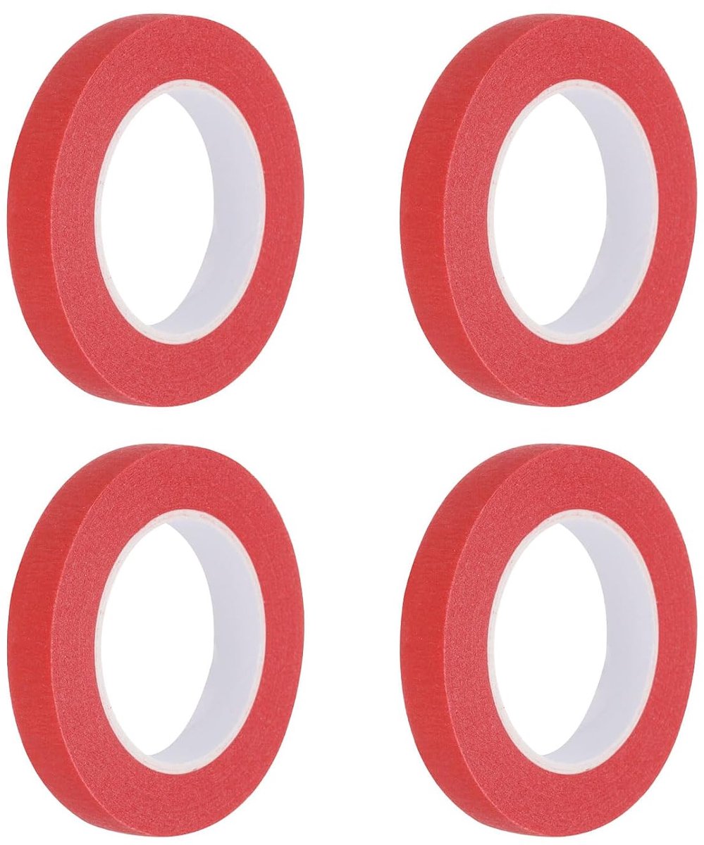 4 stuks 0,4 inch breed 14 yards rood afplakband schildertape rollen voor thuis kantoor commerciële aannemers schoon druppelvrij schilderen breed crêpepapier