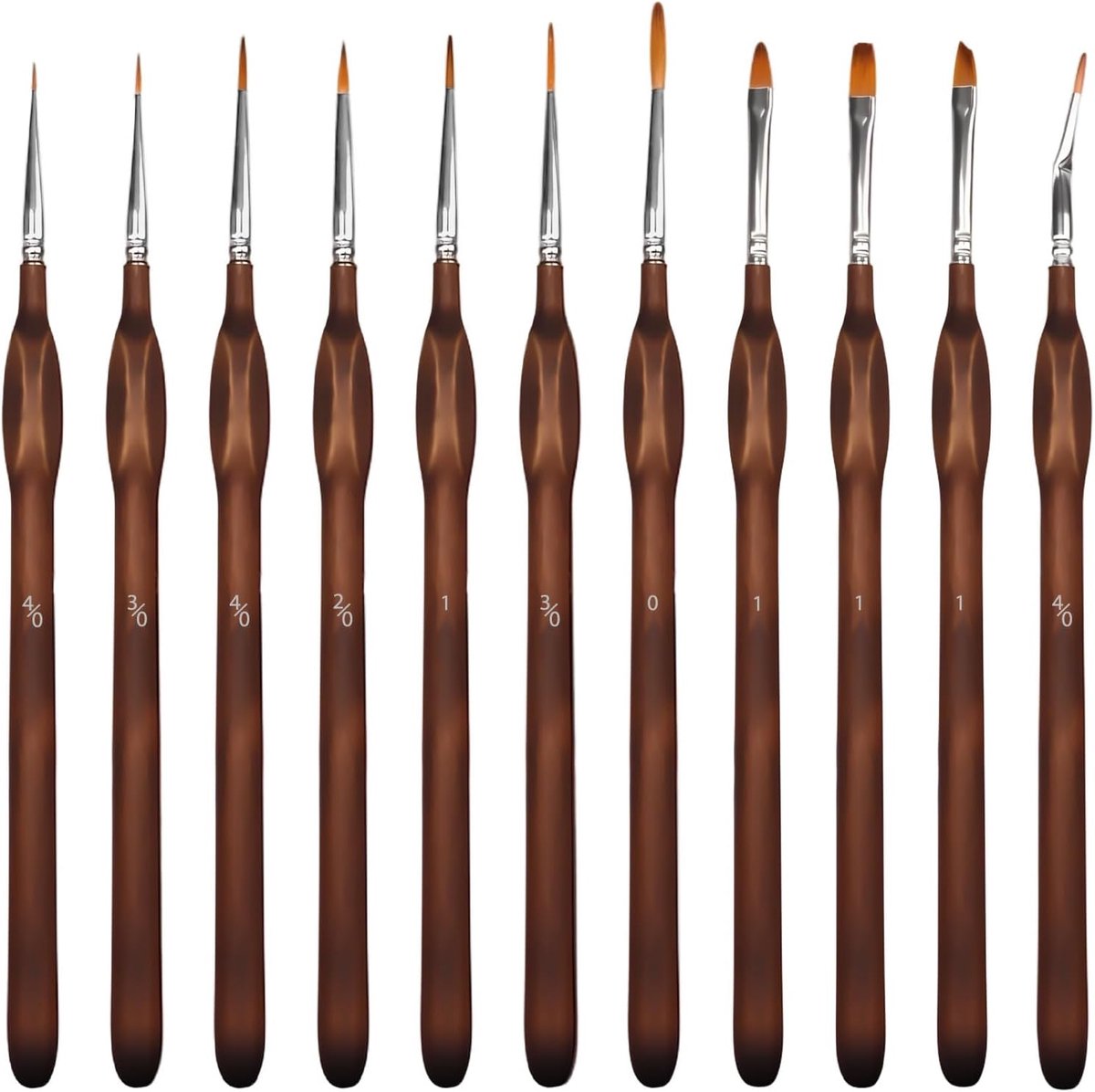 11 stuks penseelset, schilderen, voor nauwkeurig werken, acrylverf voor kunstprojecten, P-eiland set voor verschillende schildertechnieken, P-eiland fijn voor miniaturen en modellen, P-eiland