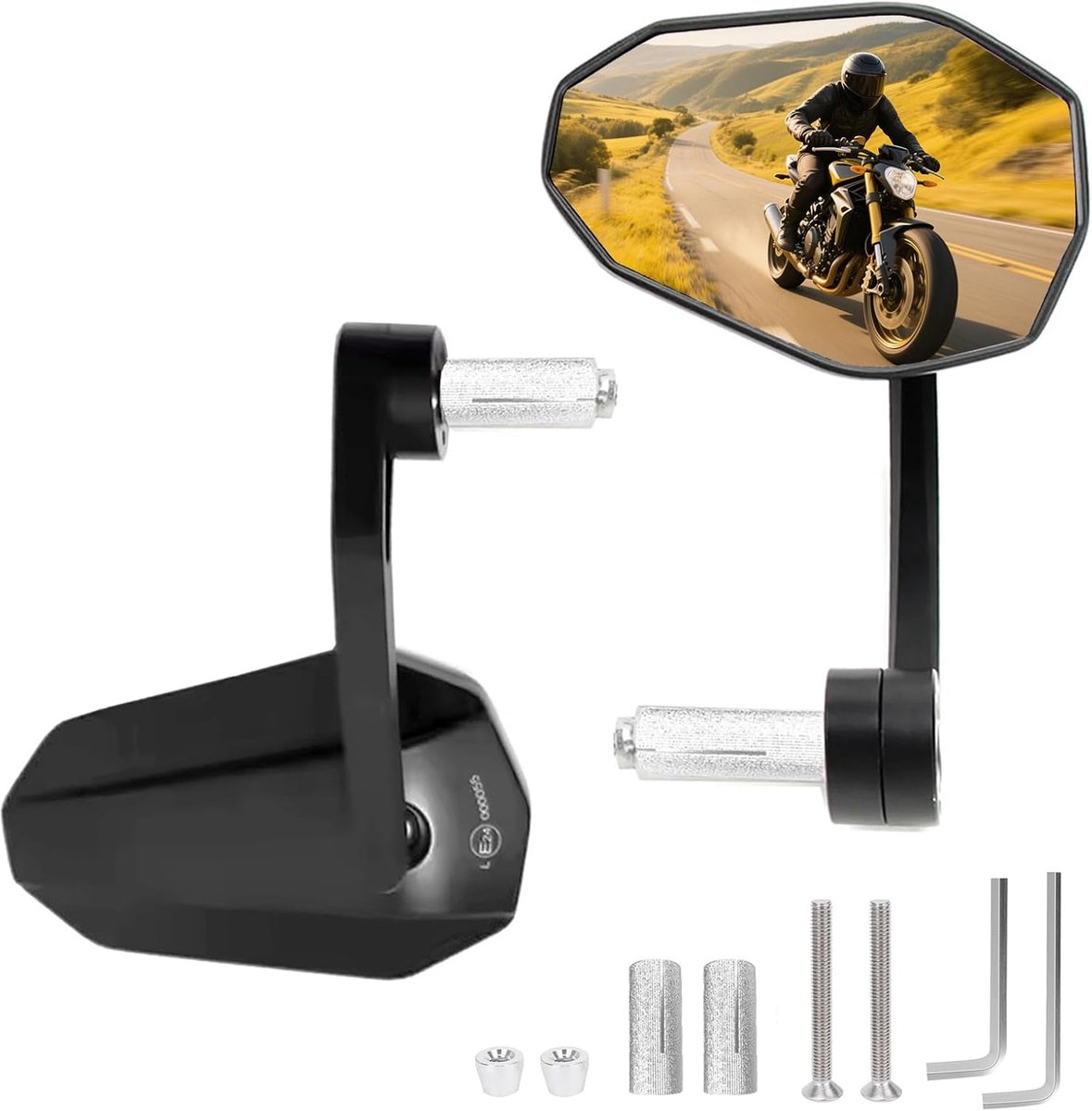 Achteruitkijkspiegel voor motorfiets, stuur, aluminium, zijspiegels, motorfiets, universeel, 7/8 inch, 22 mm, achteruitkijkspiegels, motorfiets, set met E24, goedgekeurd voor scooter