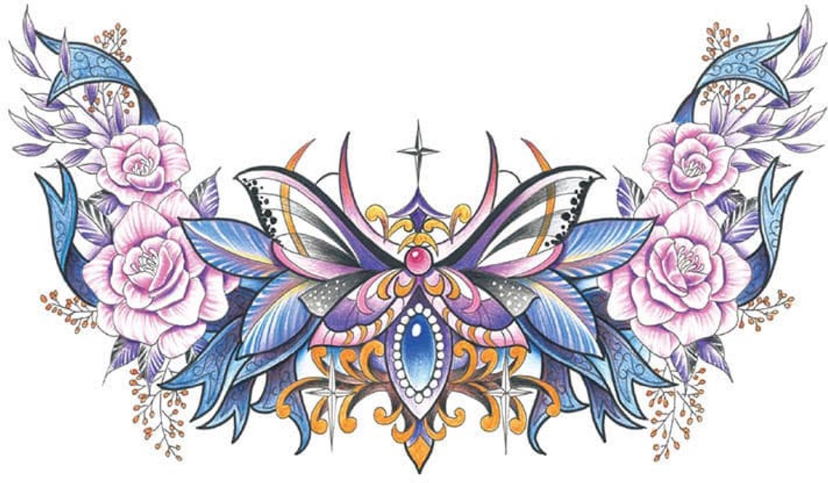 Tijdelijke tattoo bloemen royal midnight 3 dagen