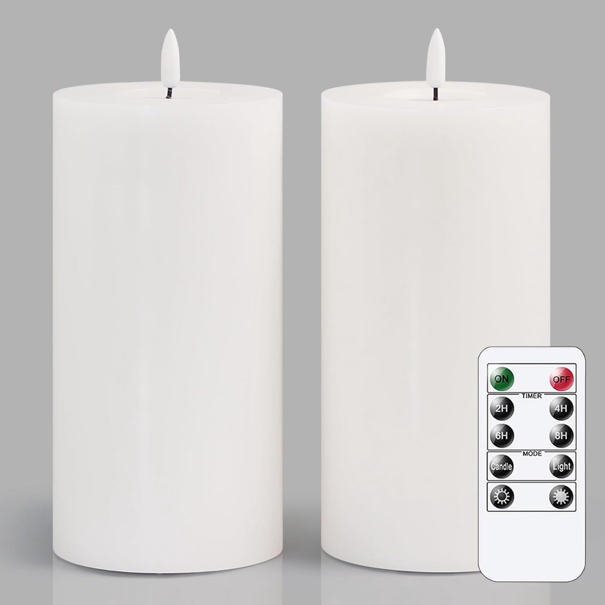 Flikkerende LED-kaarsen 10cm x 20cm Echte Was Wit Met Afstandsbediening Waskolie Set van 2 Timer Batterijgevoed Nep Warm Licht Paal Voor Huis Banket Ceremoniedecoratie
