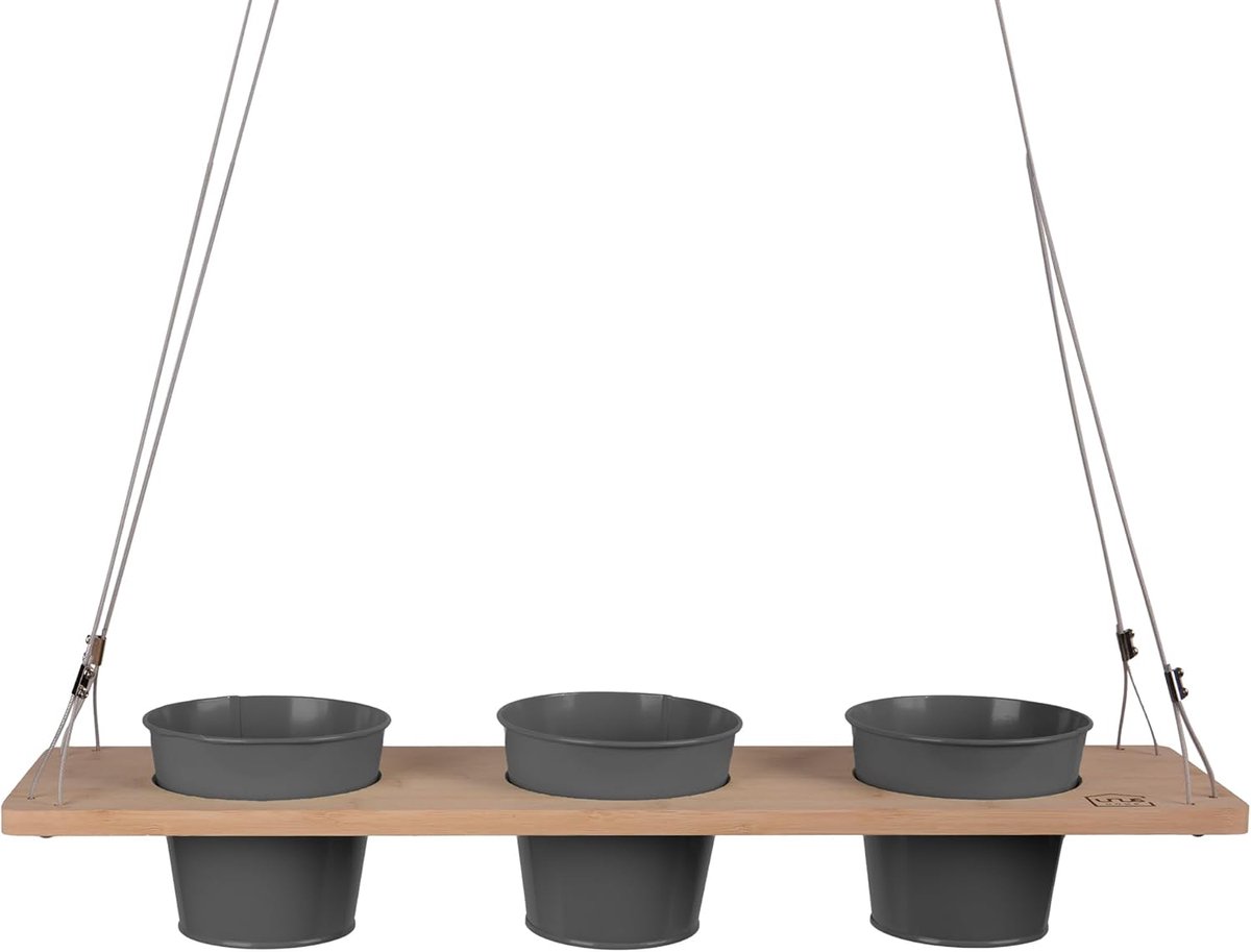 Kruidenrek 60 x 16 cm - Grijs bamboe - Duurzaam hangrek - Perfect voor kruiden en planten - ShopVlot