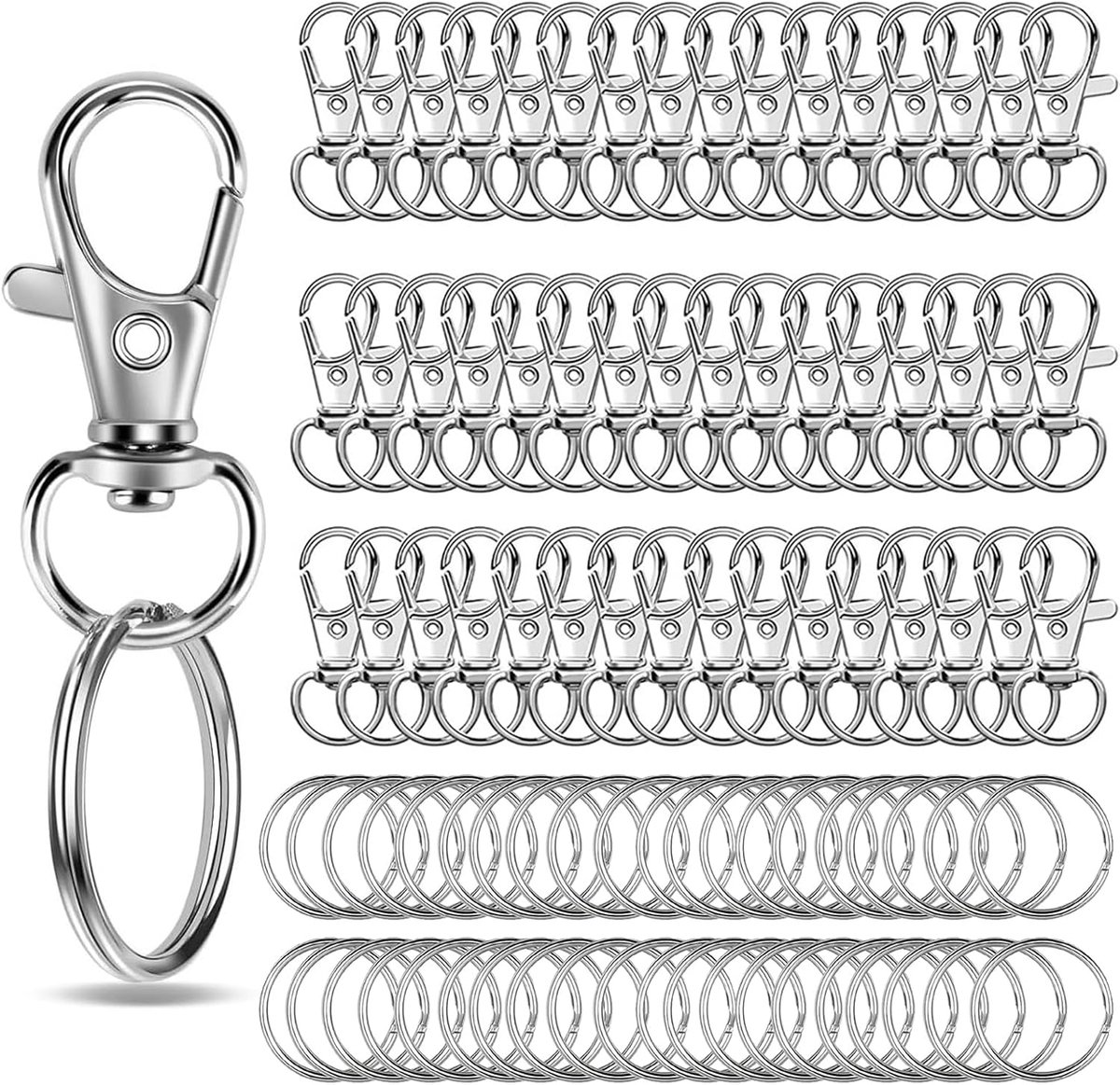 Carabiner haken 120 stuks - kleine multifunctionele haken - inclusief 60 sleutelringen - ShopVlot