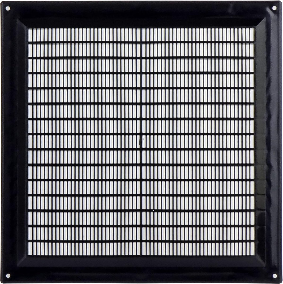 Ventilatierooster 250x250 mm - Zwart ABS plastic - Insectenbescherming - Geschikt voor binnen en buiten - ShopVlot