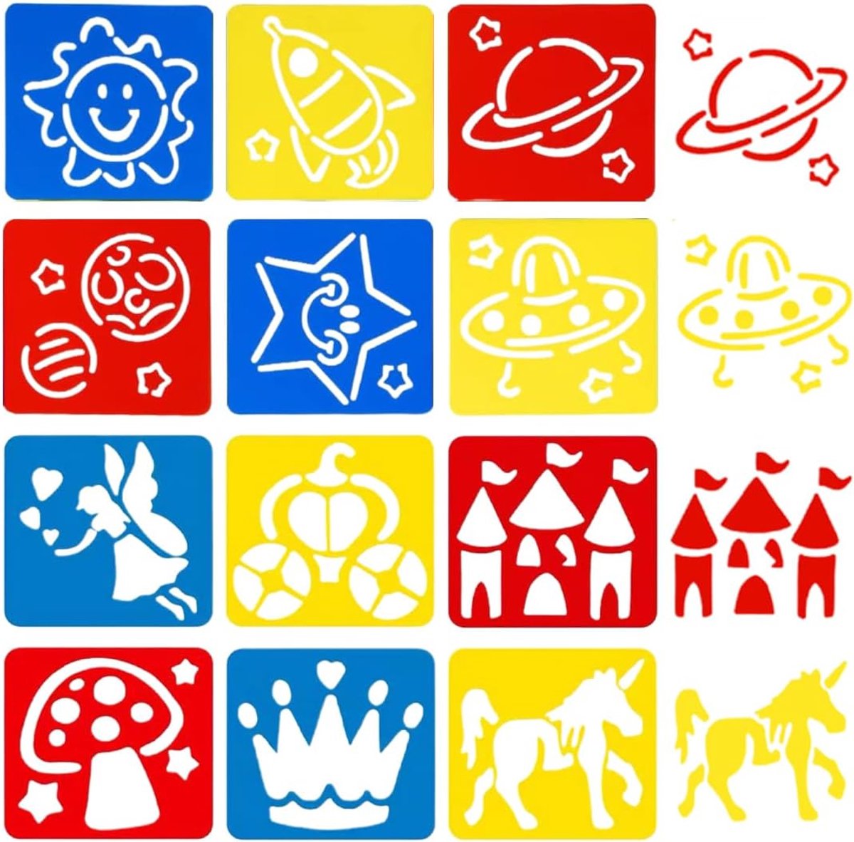 Schildertemplates voor kinderen - 12 stuks - Fairy Sagas set - Creatieve tekeningen maken - ShopVlot