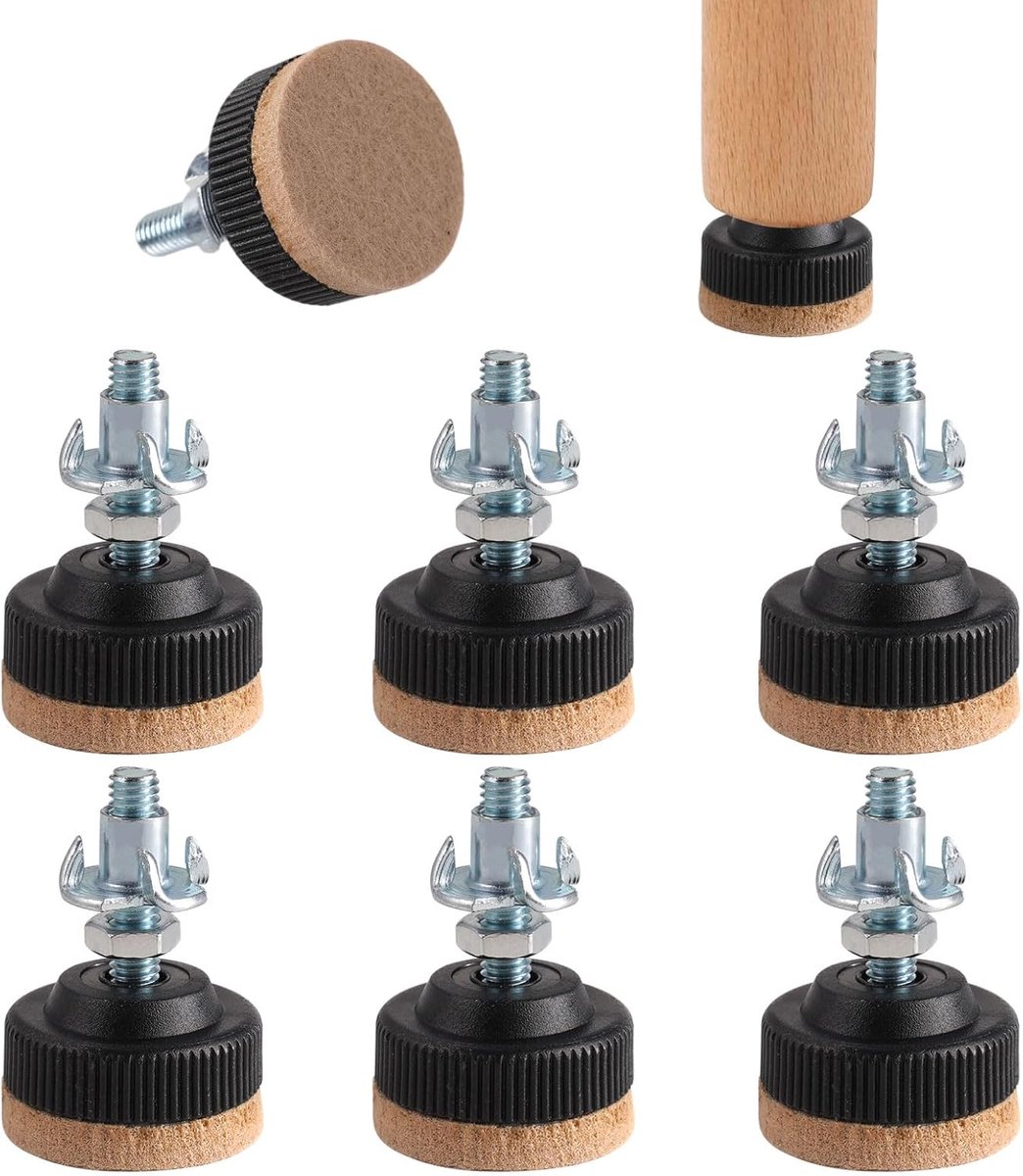 Rubber Buffers 30mm - Schroefbare ronde voeten - Hoogwaardige rubber met vilt - Beschermt vloeren tegen krassen - ShopVlot