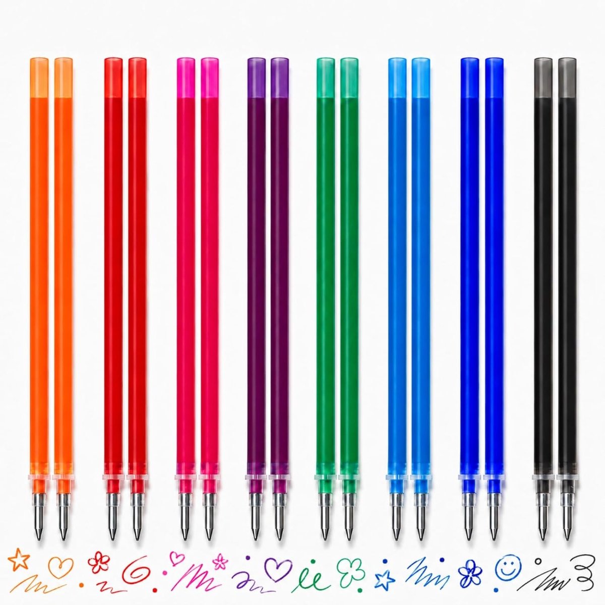 Navulvullingen gelpen 16-delig - 0,7 mm - uitwisbaar - ideaal voor school en kantoor - ShopVlot