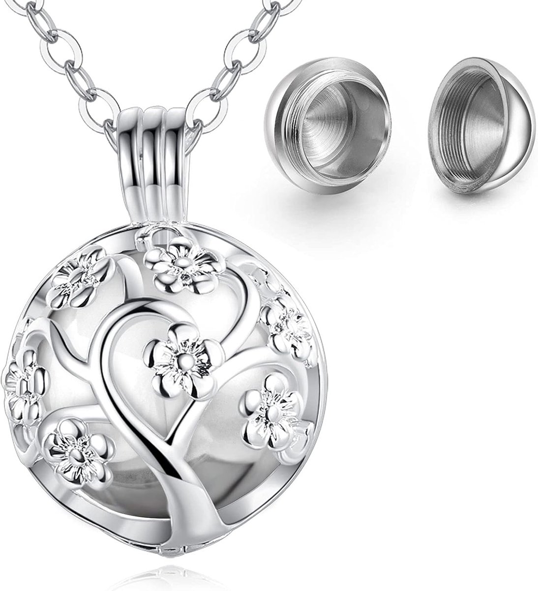 Urn ketting - Kersenbloesem hanger - Engelenvleugel herdenkingsjuweel - Memorabel geschenk voor verlies - ShopVlot