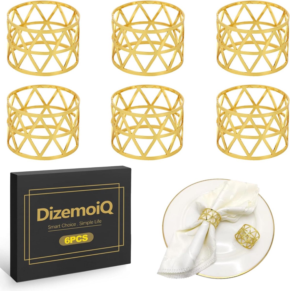 Servetringen set van 6 - gouden metaal - modern design - elegante tafeldecoratie - ShopVlot