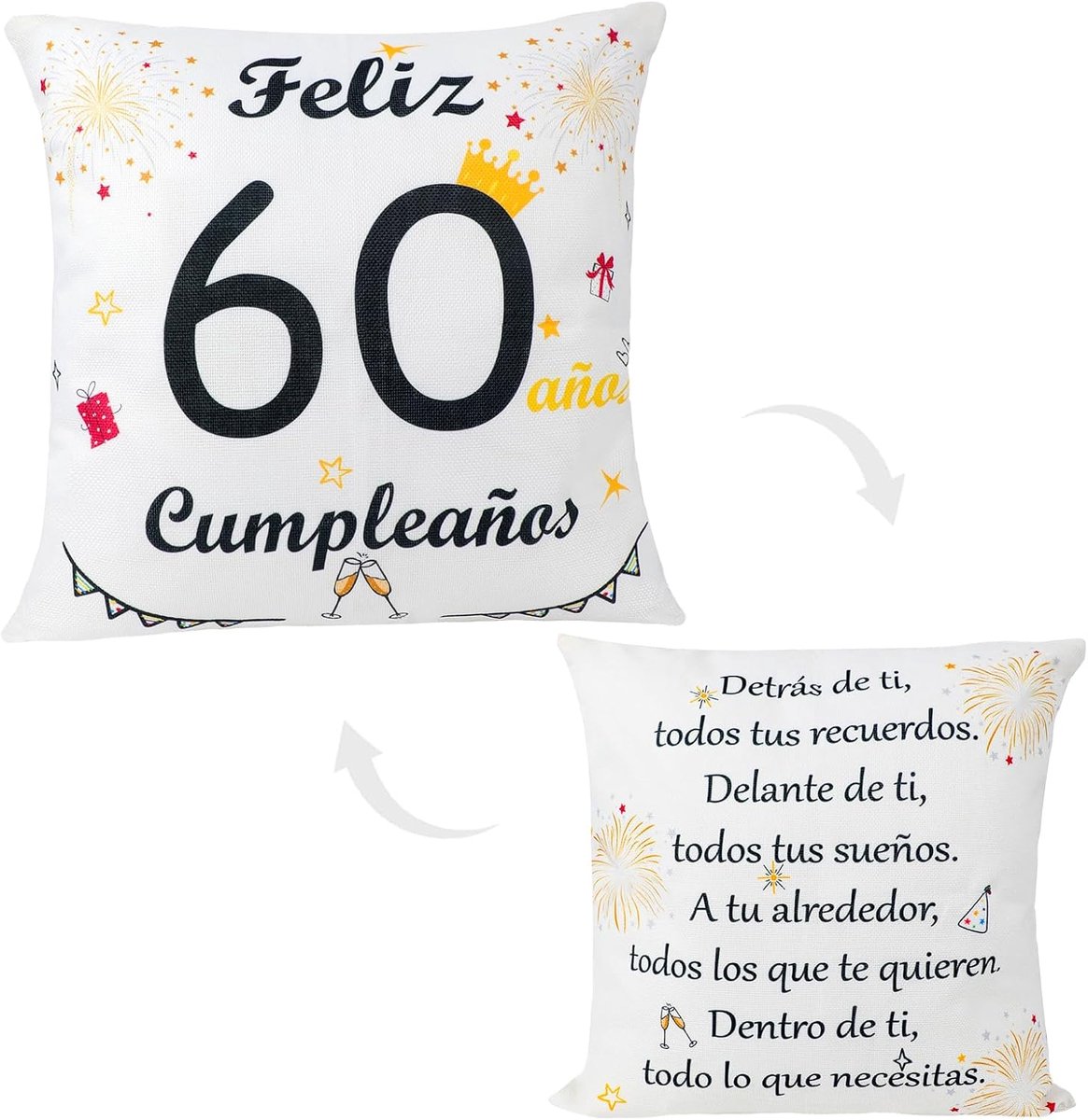 Sierkussen 60e verjaardag - Katoen - Creatief cadeau - Voor vrienden en familie - ShopVlot