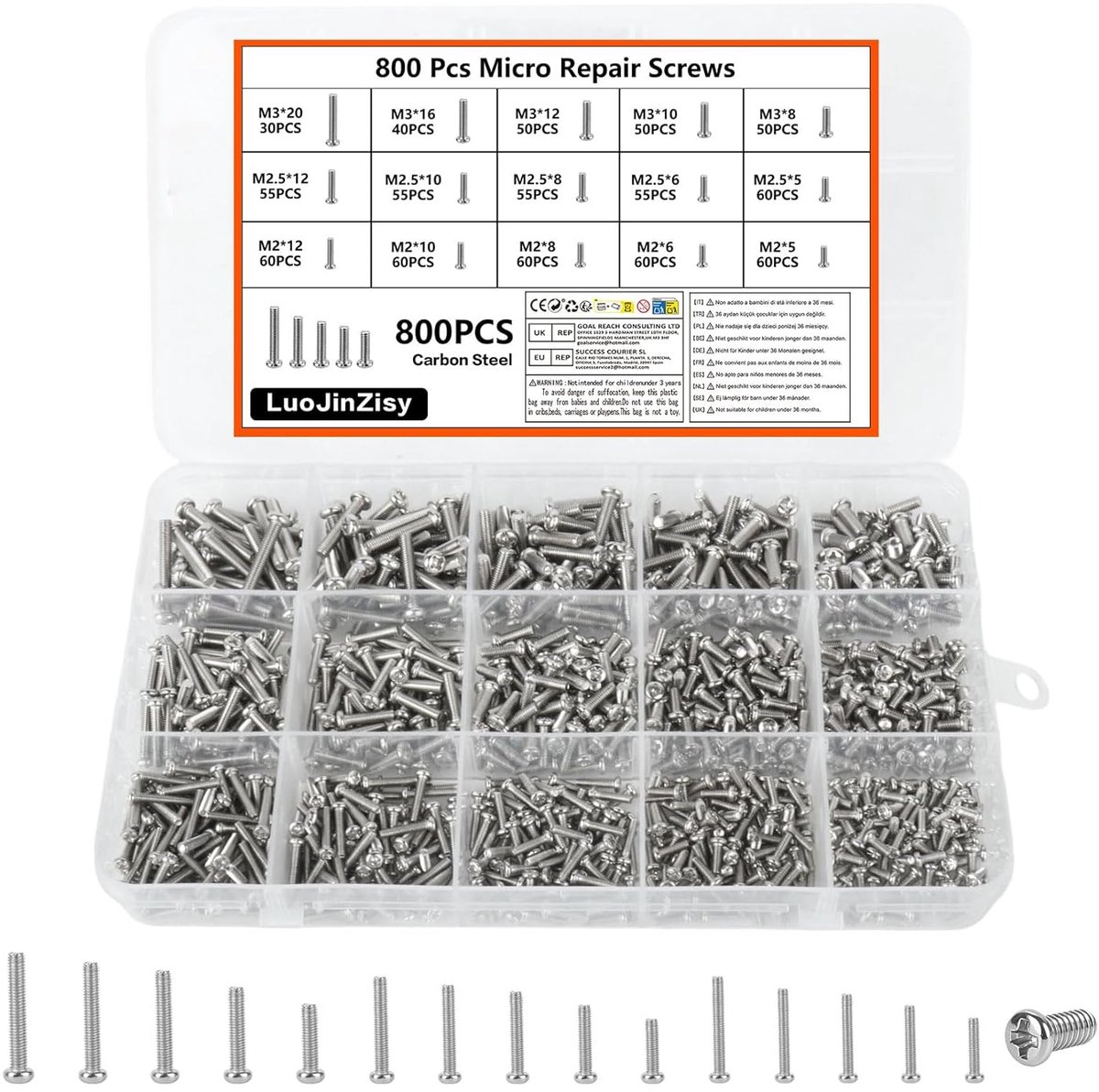 Screws M2 M2.5 M3 - 800 stuks - hoogwaardig staal - perfect voor SSD en laptops - ShopVlot