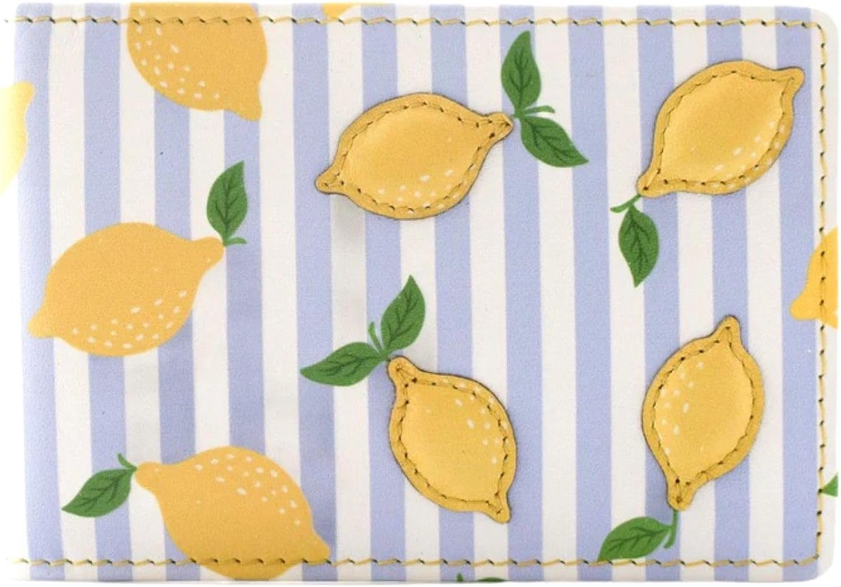 Identiteits- en kaarthouder 10 x 7 cm - echt leer - citroenontwerp - stijlvol voor in handtas - ShopVlot