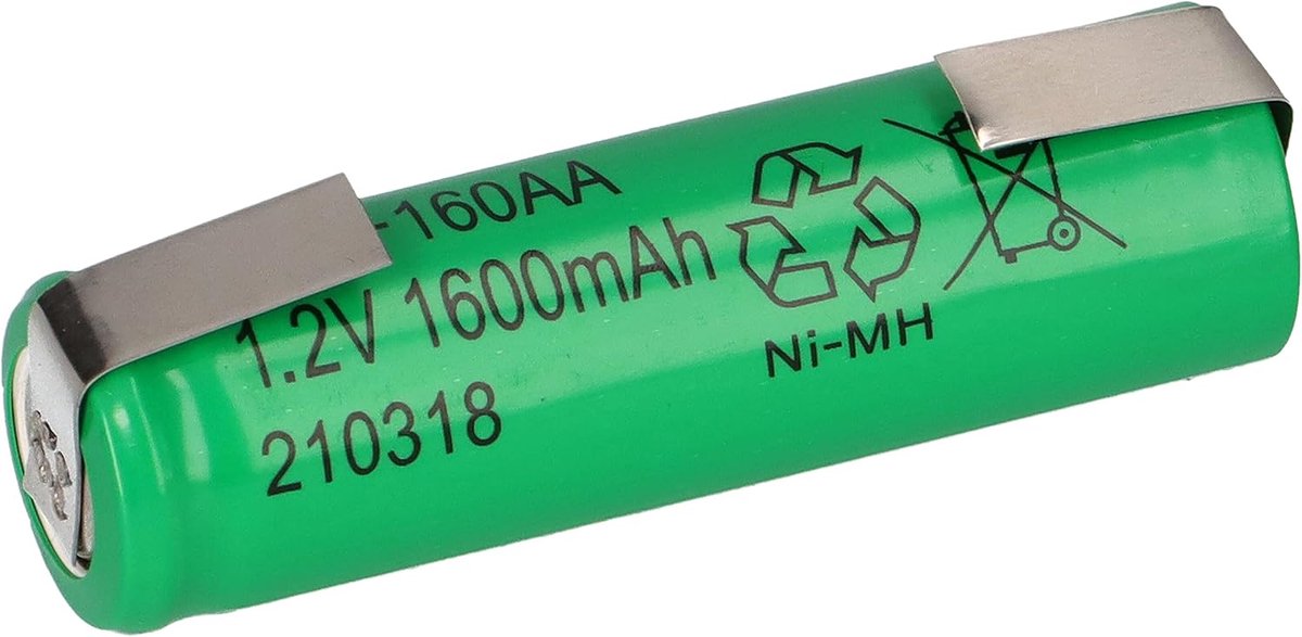 AA NiMH batterij 1.2 V 1600 mAh - Mignon/HR6 - met U soldeervlag - ideaal voor elektronica en modelbouw - ShopVlot