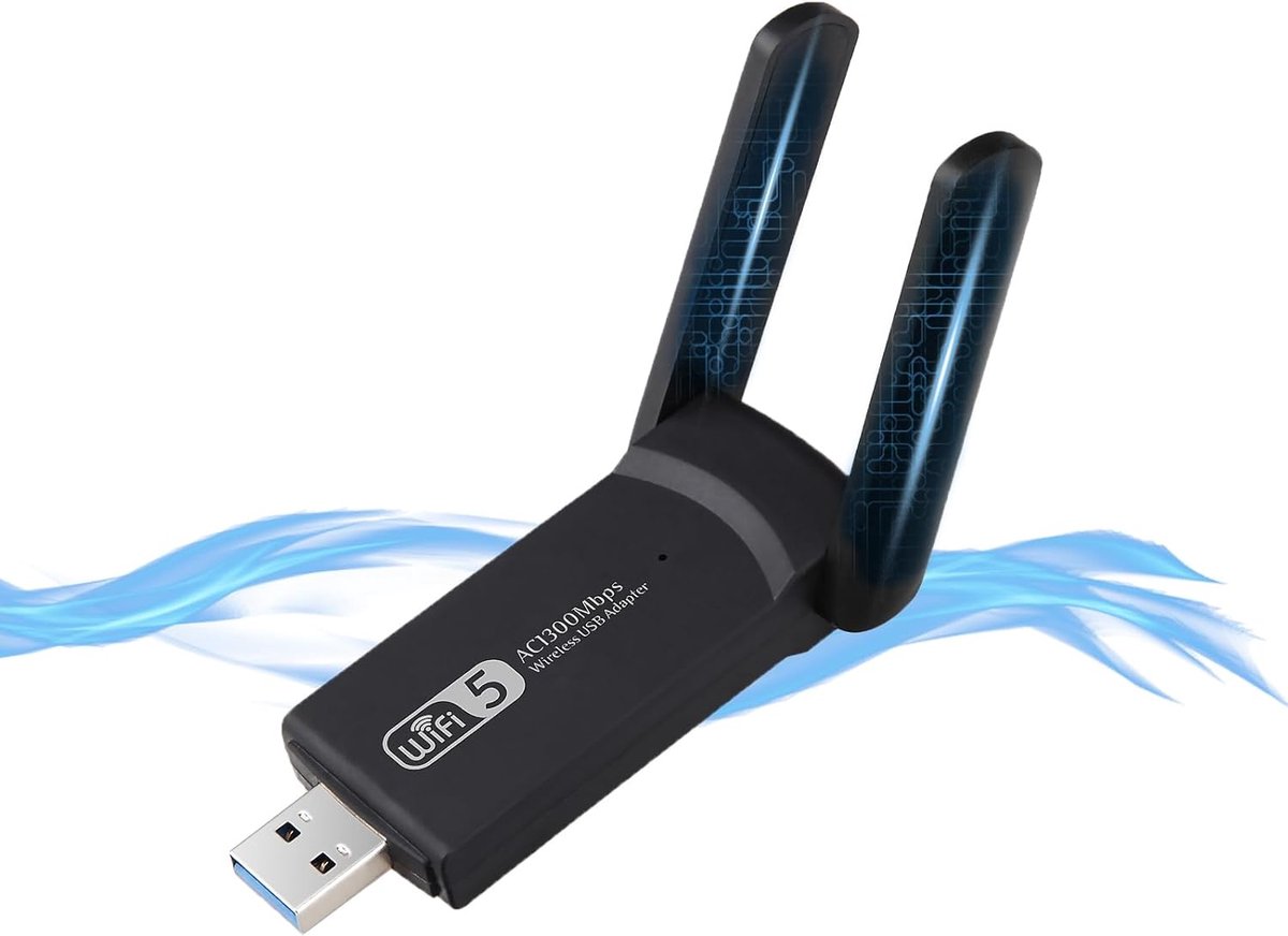 USB WiFi Stick 1300Mbps - Dual Band - 5.8GHz/2.4GHz - Ideaal voor 4K streaming - ShopVlot