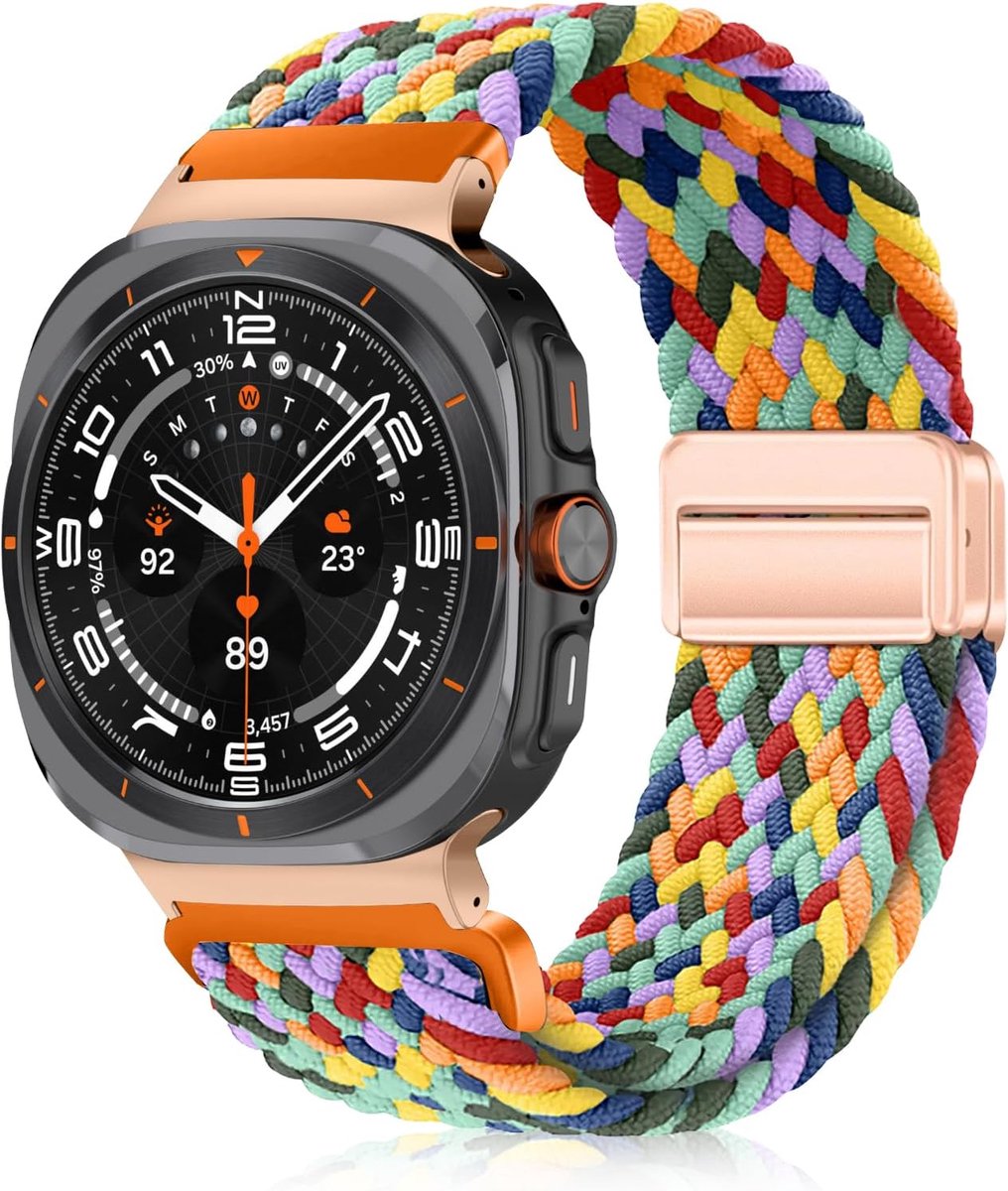 Nylon armband 47 mm - magnetische gesp - gevlochten design - perfect voor Galaxy Watch Ultra 2024/2025 - ShopVlot