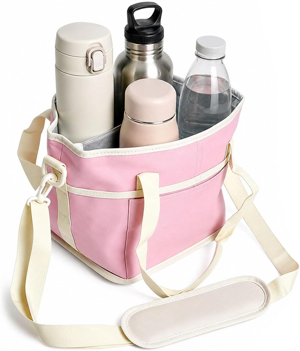 Drinktas voor 4 bekers - geïsoleerde drinkdrager - met verstelbare schouderband - ideaal voor onderweg - ShopVlot