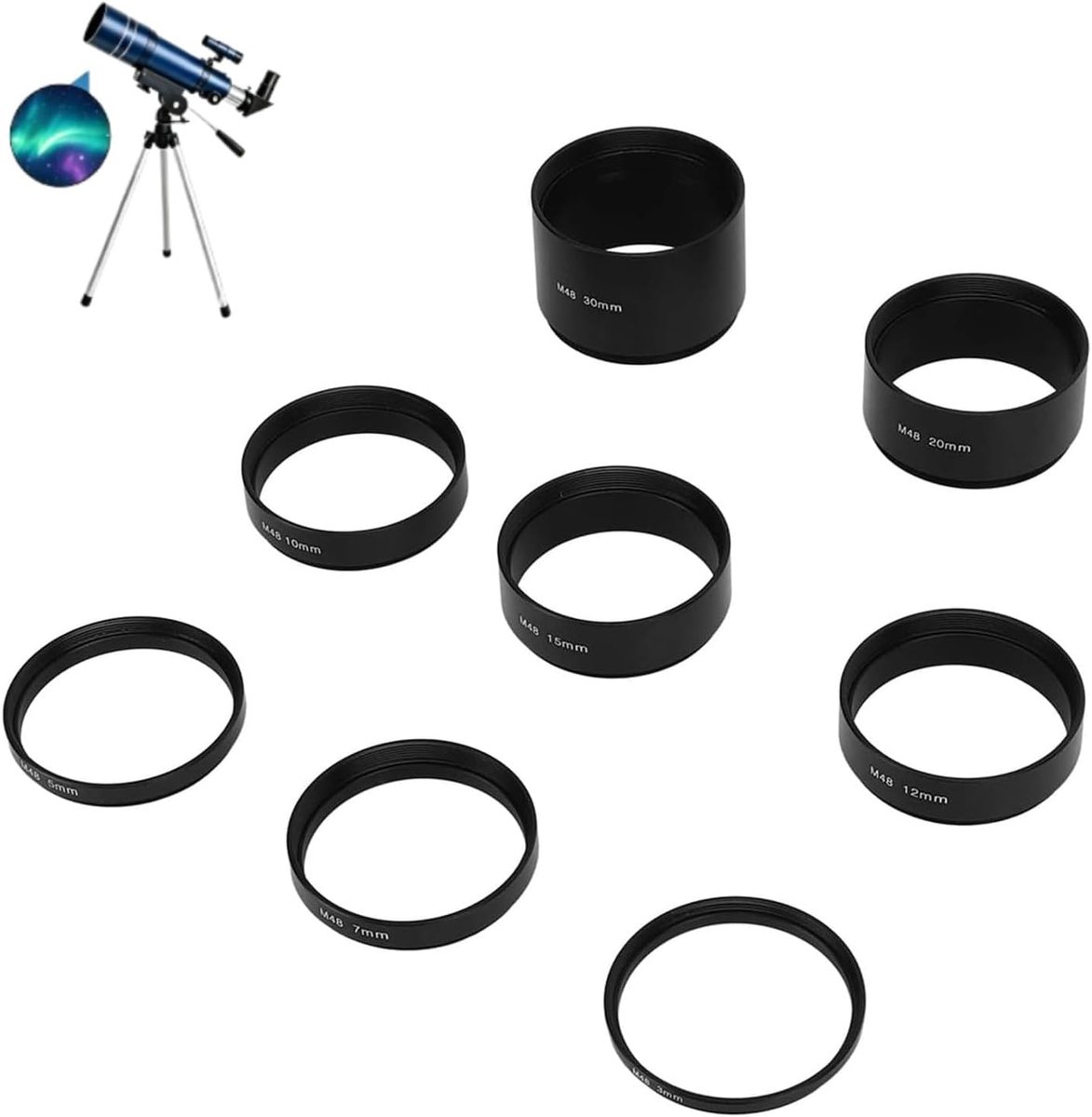Telescoop verlengbuis set 8 stuks - brandpuntsafstand verlengring - ideaal voor astronomie fotografie - ShopVlot