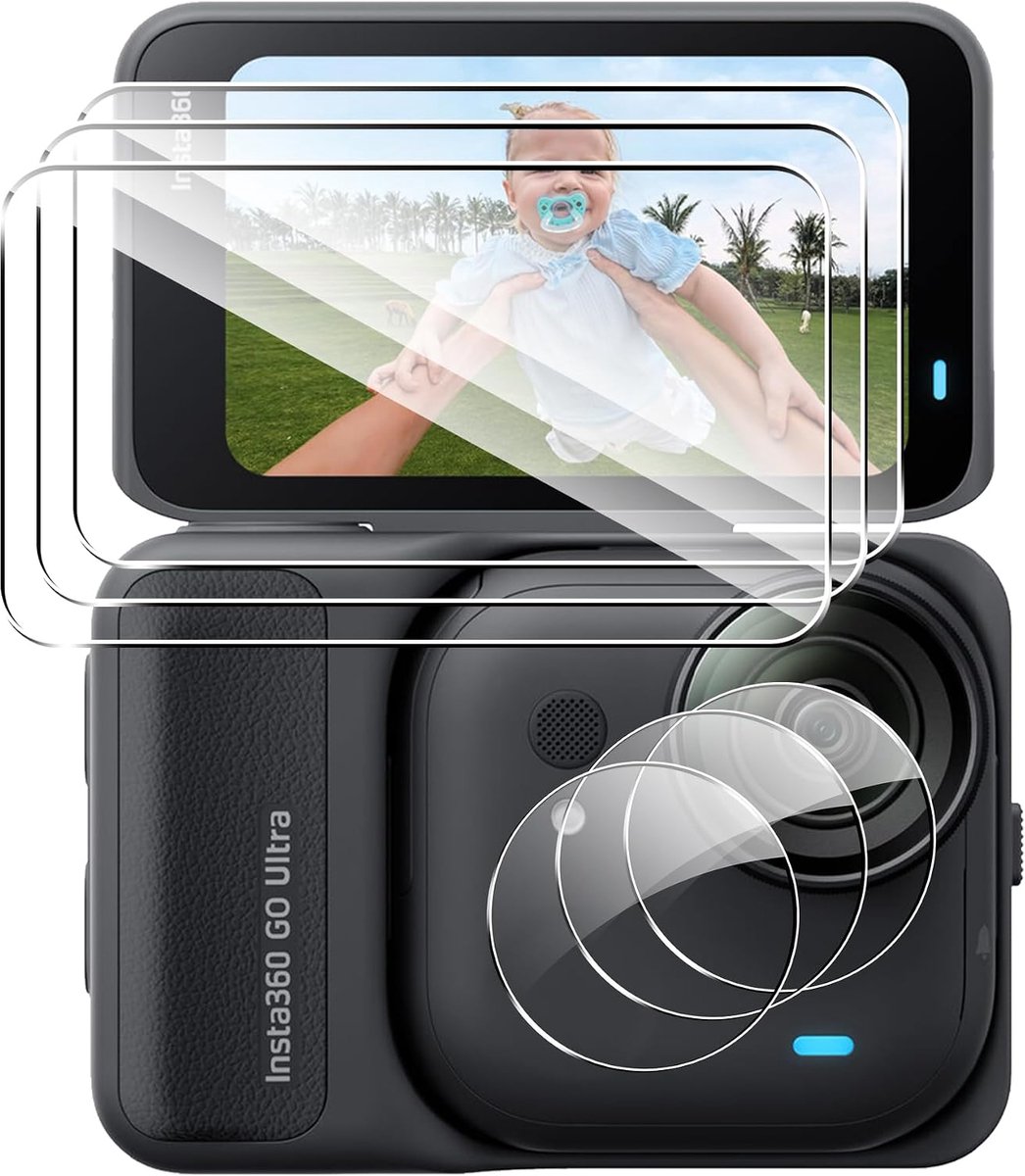 Tempered glas voor Insta360 GO Ultra - Pack van 3 - 9H hardheid - Bubble-vrij en krasbestendig - ShopVlot