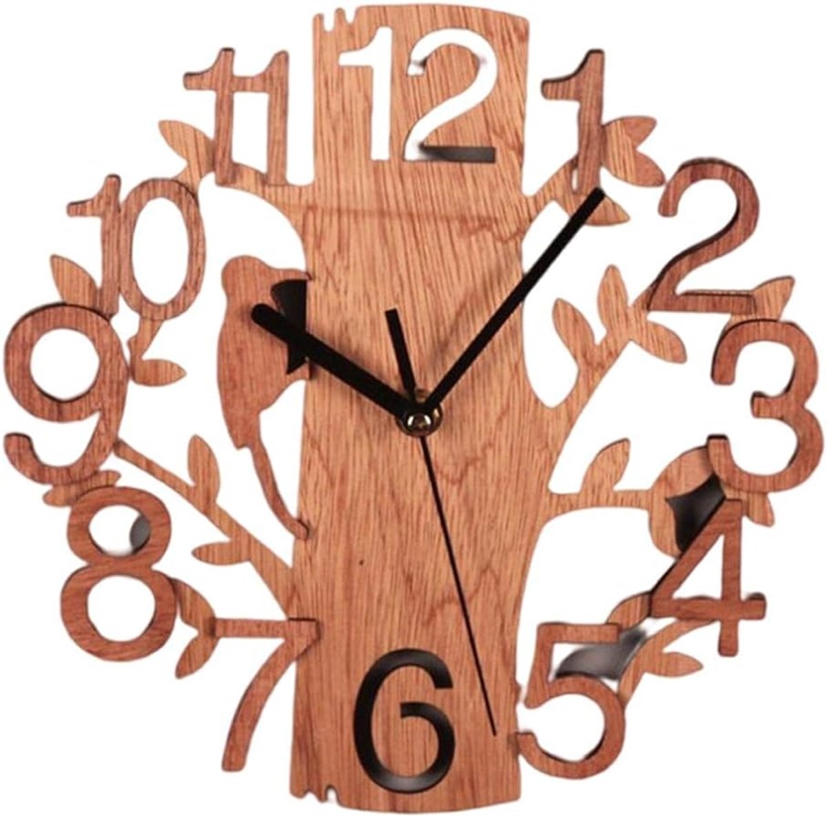 Wandklok Boomvormige Klok - Houten Klok - Stille Beweging - Perfect voor Slaapkamer - ShopVlot