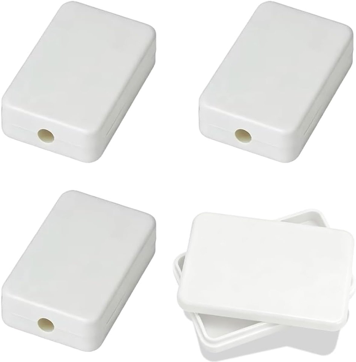 4 stuks aansluitdoos 55 x 35 x 15 mm Abs wit, mini-aansluitdoos met elektrische aansluiting, voor laboratoriumelektronica