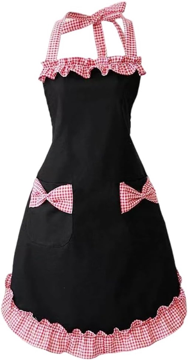 Schorten Met Zakken Verstelbare Vintage Stijlvolle Schort Met Strik Mooie Ruche Keuken Koken Bakken Restaurants Servers Schoonmaken Thuis Reparaties Tuinieren Crafting