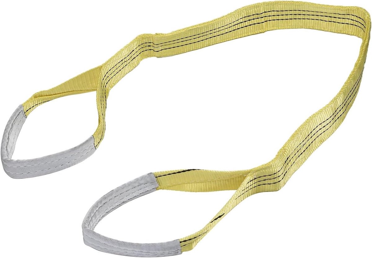 Platte hijsband - Webbing sling - Veilig hijswerk - Hoge sterkte PES - 4 meter - Geel