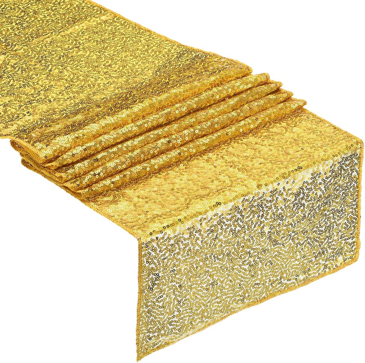 Gouden tafelloper, 25 x 30 cm lang, glanzende pailletten, tafelloper voor evenement, feest, verjaardag, feest, bruiloften, Kerstmis