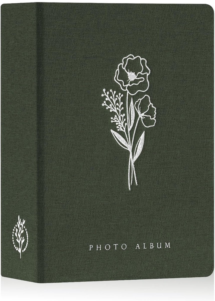 Fotoalbum 13 x 18 cm - klein linnen insteekalbum - groen - voor 200 staande foto's - SnelShoppen