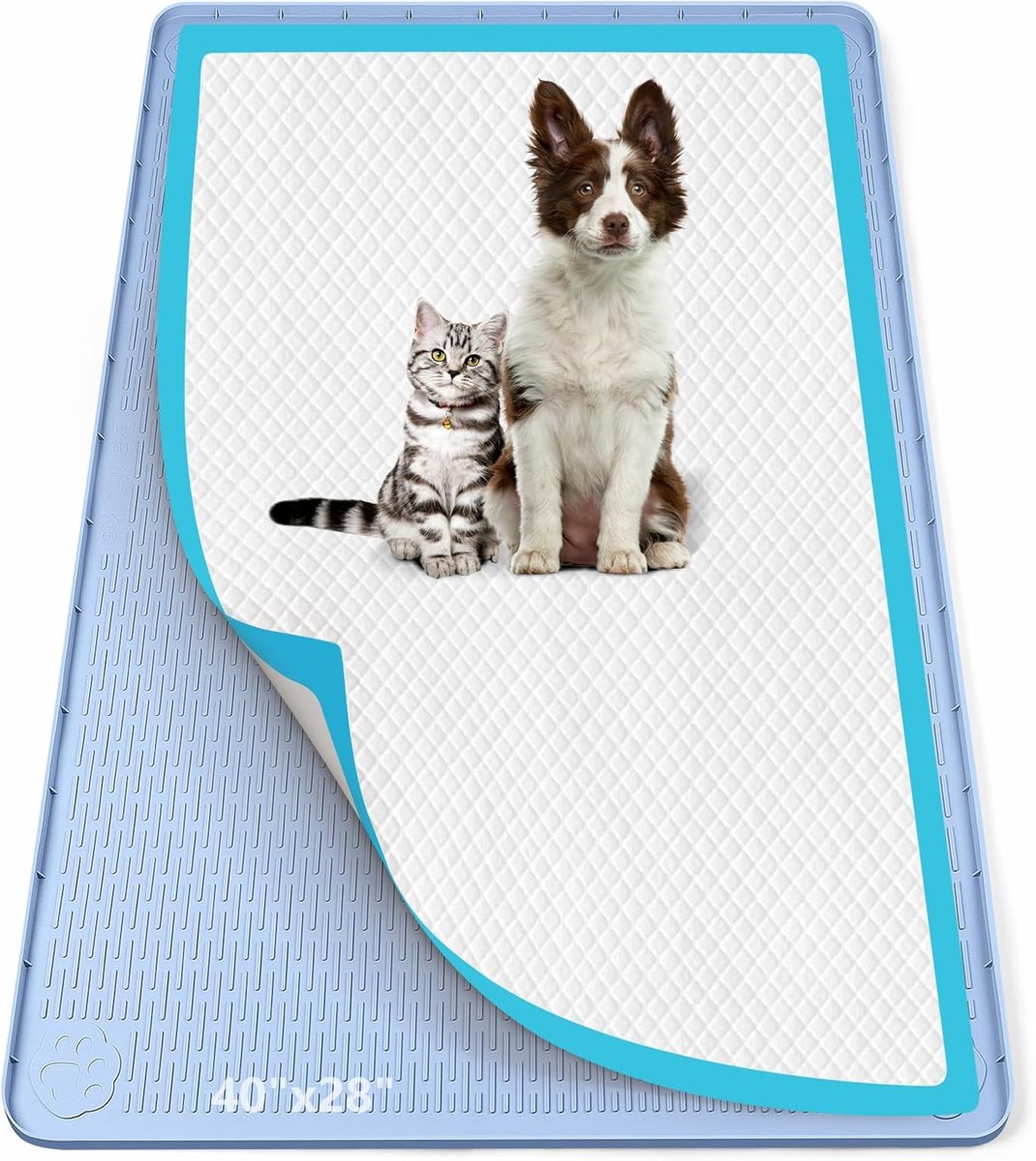 Hondenmatten, 101 x 71 cm, blauw | Hondenmat, siliconen mat met hoge rand, voor honden, katten, lekvrij, beschermt de vloer thuis