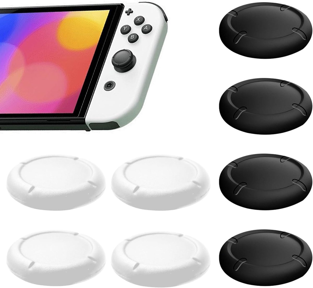 Reservedop voor controller Switch Joystick doppen, Thumbsticks bescherming voor Switch/Lite siliconen joystick beschermingsaccessoires 3D Grips Caps (C: zwart en wit)