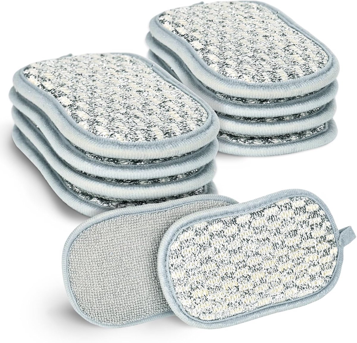 10 stuks spoelspons, pannenreiniger, spons voor keuken, 15 × 8 × 2 cm, keukenspons, poetsspons, wasbaar van microvezel, voor servies, keuken, badkamer, glas