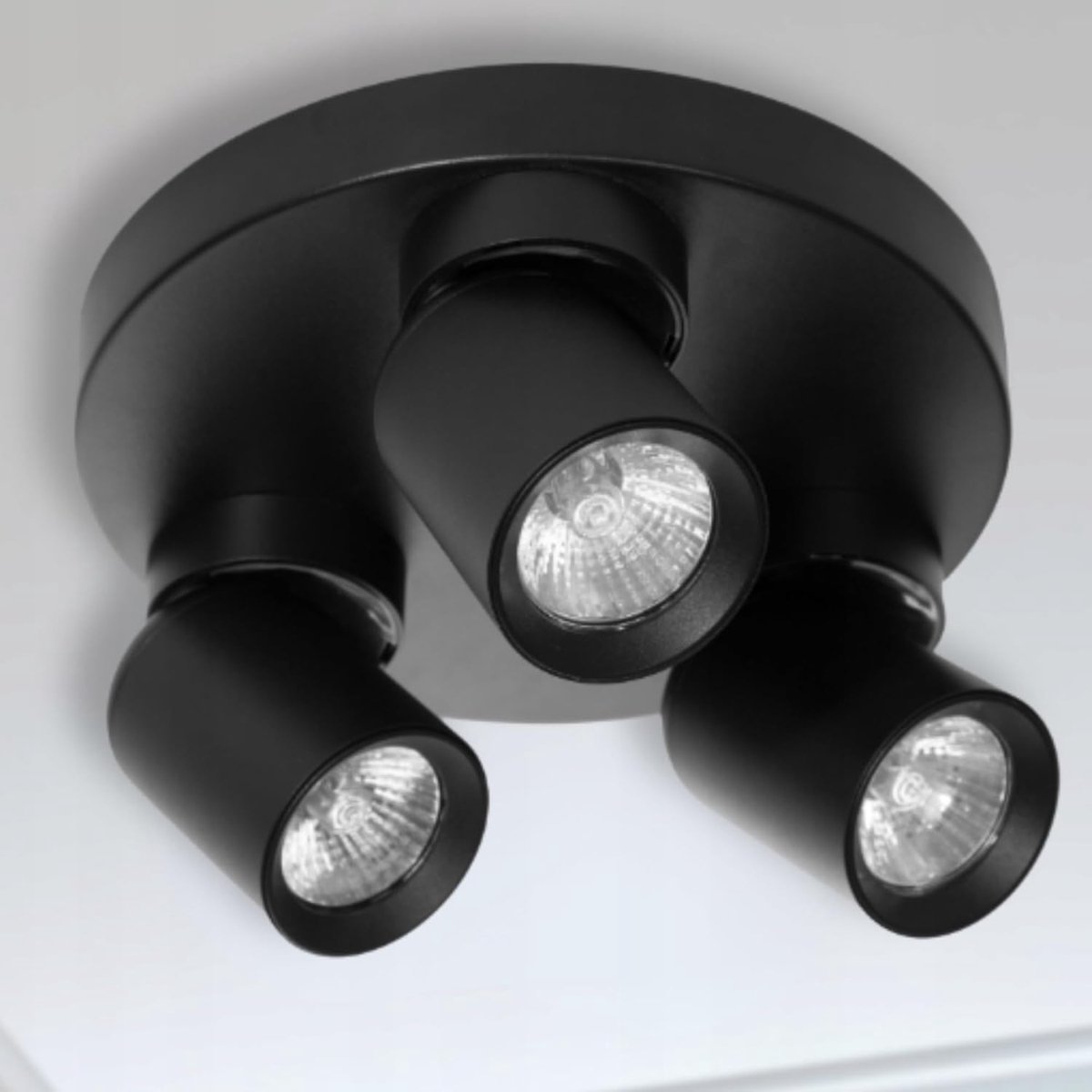 Geschikt voor GU10 (niet meegeleverd) Max. 12W IP20 Lampen - Lampen Woonkamer - Ceiling Lamp (Zwart, ronde basis - 3 koppen)