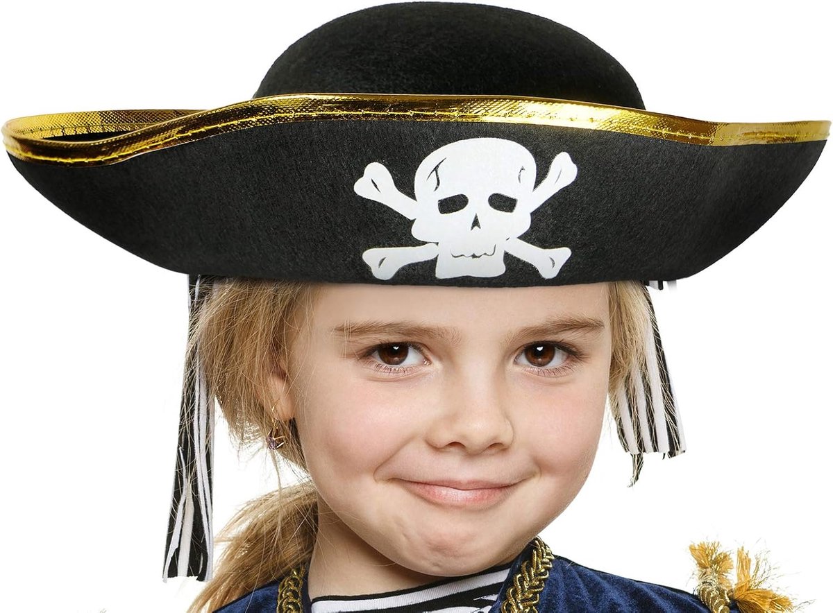 Zwart met gouden rand en doodskop voor kinderen - verkleedaccessoire voor meisjes & jongens voor thema/carnaval