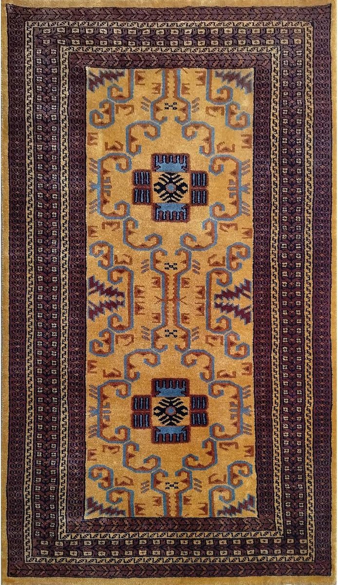 Handgeknoopt Wollen Tapijt Camel 3x5ft Tribal Palace
