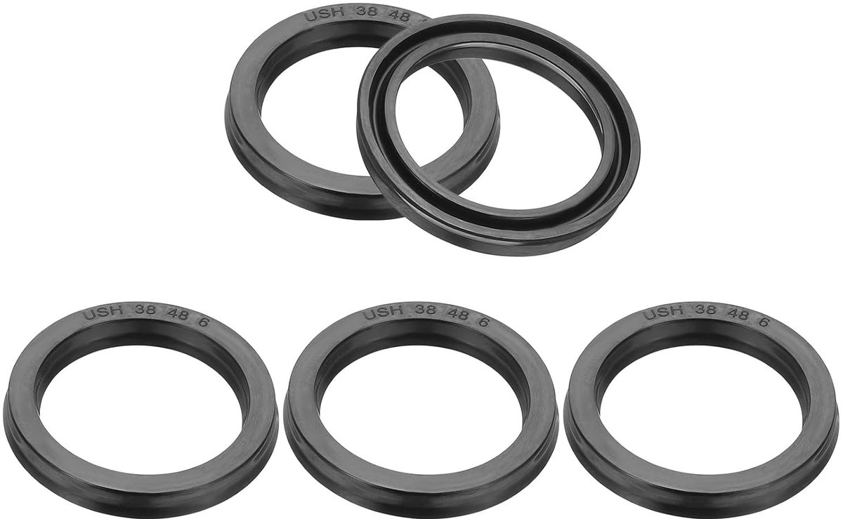 Olieafdichting 38 x 48 x 6 mm, 5 stuks lipafdichtingen, nitrilrubberen afdekking, radiaalasschijf, afdichting voor cilinder, automobielmotor, afvoerschroef, zwart