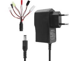 Airsoft-oplader voor 2–10S NiMH NiCd-accu's 2,4–12 V, universele adapter met 6 mini-/standaardconnectoren van Tamiya, SM 2P, JST, HuanQi, XH3P