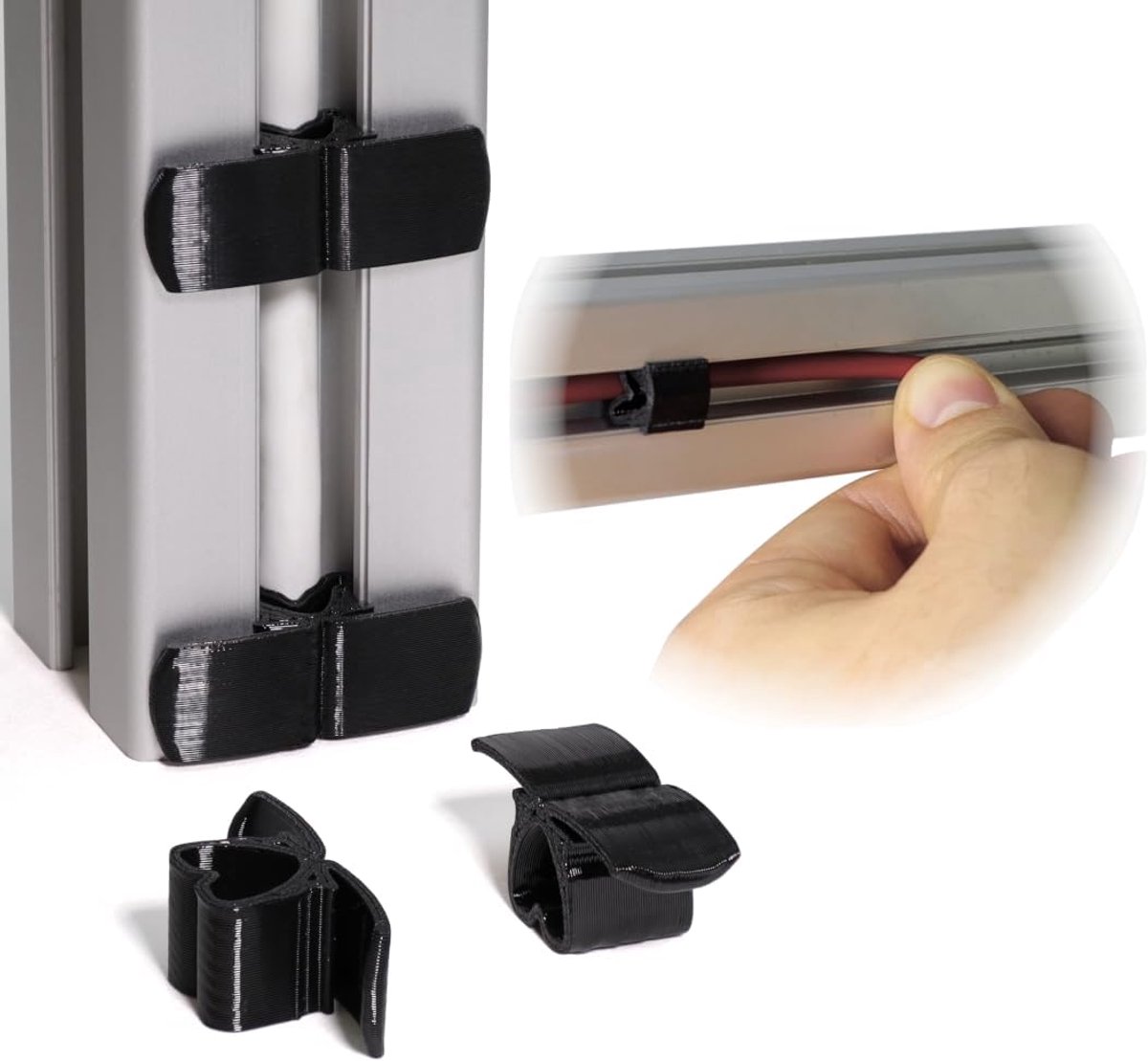 Klem voor kabelbevestiging Constructieprofiel Trekontlasting Snel inklikken voor slang Houder Clip voor aluminium profielen Trekontlasting (B-type moer 8 + verwijderingslussen, 25, stuks)