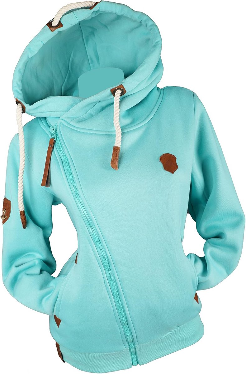 TE Sweatjack voor dames, XXL, capuchon, hoody, overgangsjas, fleece, gevoerd, schuine ritssluiting, verschillende modellen, ankerpoot, effen, M - 7XL