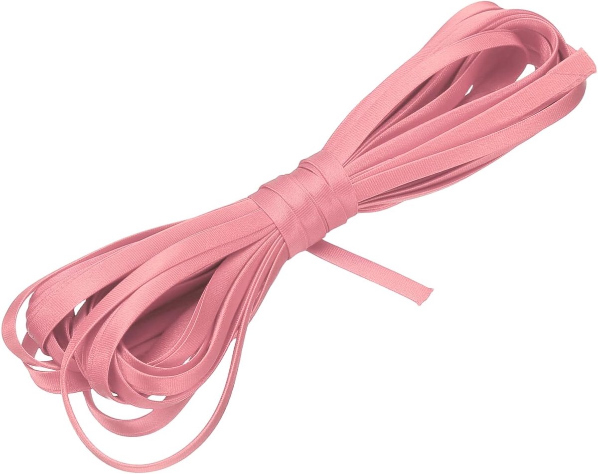 Dubbel gevouwen biasband om te naaien, 1/4 inch x 5,5 yards satijn, voorgevouwen doorlopende randband voor zomen, quilten, zoomversterking, doe-het-zelf knutselbenodigdheden, donkerroze