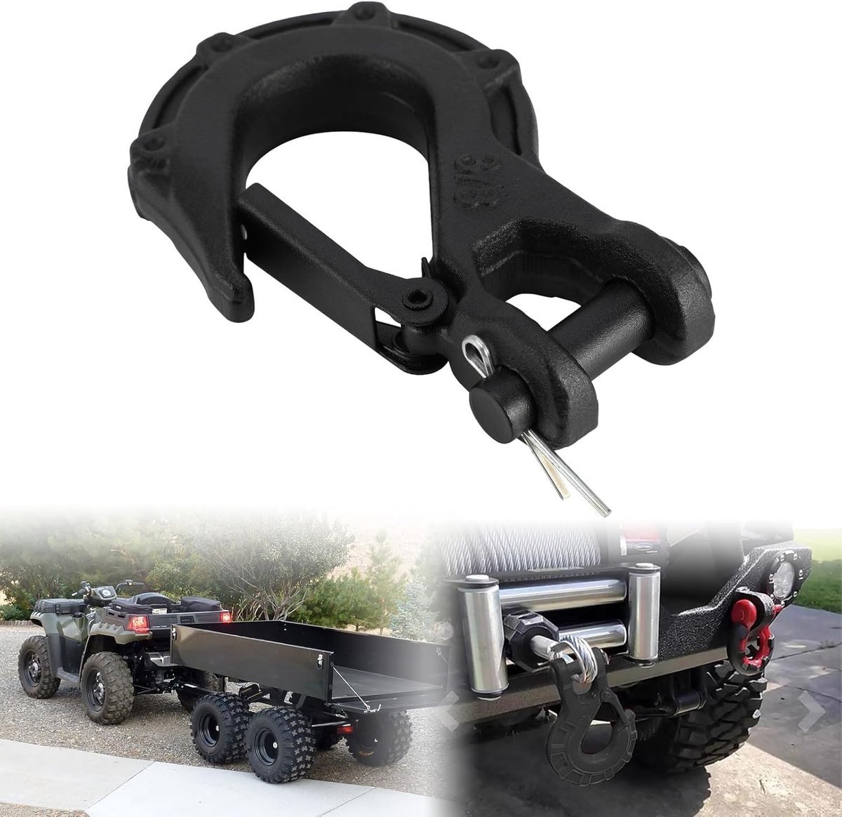 Trekhaak met D-ring 3/8" voor auto vrachtwagen quad SUV en terreinvoertuig | Geschikt voor slepen berging auto's vrachtwagens, trekhaak voor slepen en berging, D-ringbevestiging voor trekgebruik
