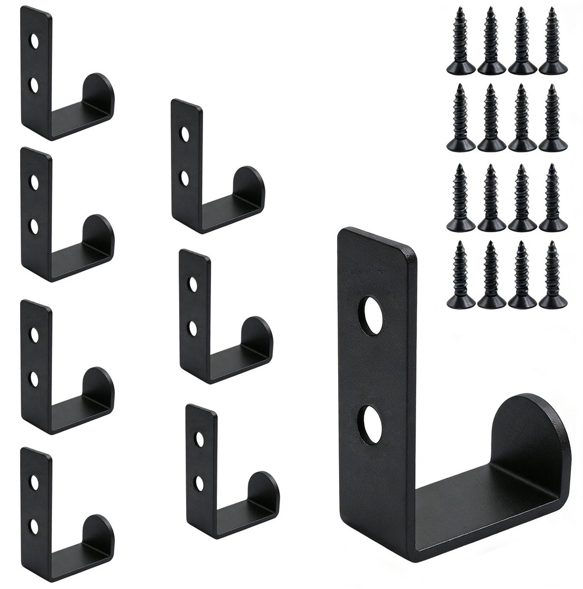Kapstokset 8-delig - zwarte kledinghaken - metalen materiaal - ideaal voor organisatie - SnelShoppen