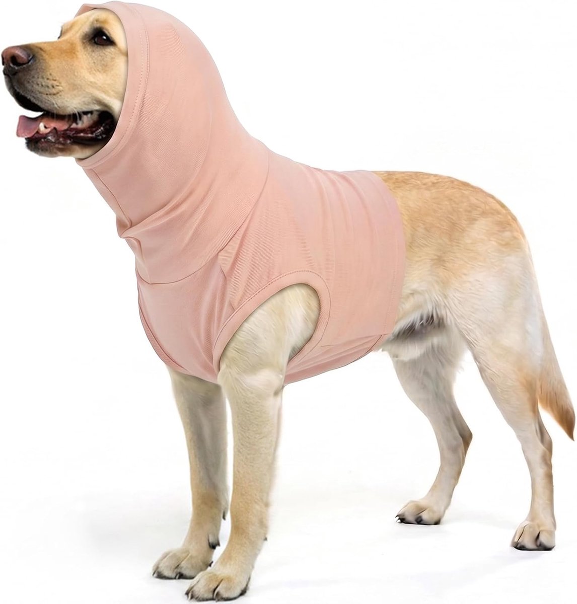 Hondensjaal, postoperatieve snood voor honden na nekoperatie, medisch vest hoofdbedekking beschermend half shirt (vleesroze, 2XL)
