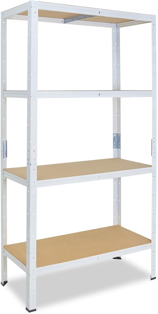 Shelfplaza Home 200x100x45cm metalen stellingkast wit: 4x175kg | stellingen Berging stelling Garagekast Metalen opslagstelling Opbergstelling Zware stelling Opslagrek Garage stelling