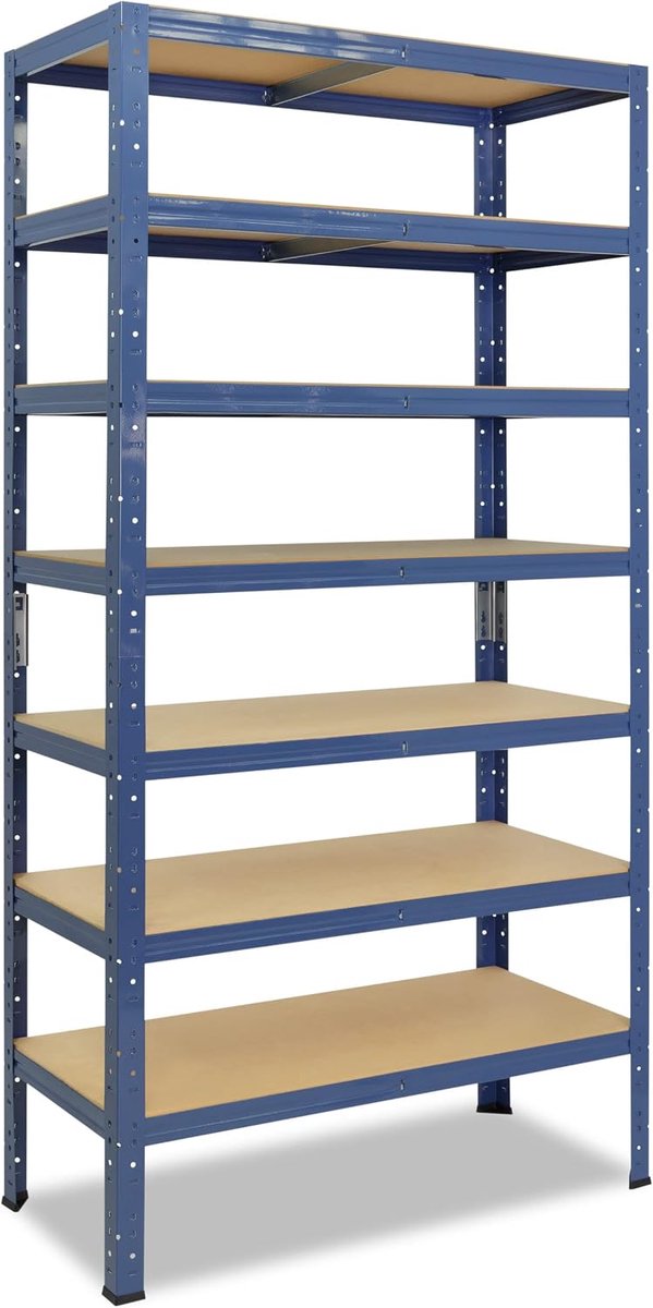 Shelfplaza Home 200x60x30cm metalen stellingkast blauw: 7x125kg | stellingen Berging stelling Garagekast Metalen opslagstelling Opbergstelling Zware stelling Opslagrek Garage stelling