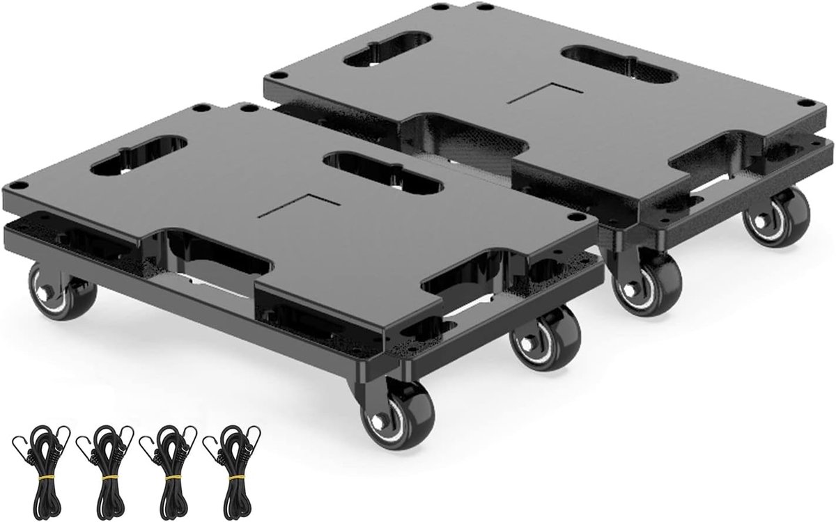 Transportrollenset, 200kg Draagvermogen, Meubel Transportkar Koppelbaar, Verhuishulp Meubel Transportwielen, Zwart, 2 Pak