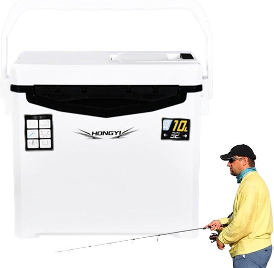 Viskoelbox - Vis Cooler Vervoerbox - Buitenavonturen Opslag - Slijtvaste Constructie - 10 Liter - Grijs — afbeelding 5