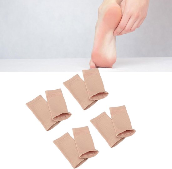 4 Paar Achillespees-hielbeschermer, Siliconen Hielbeschermersokken Achilles-beschermhoes Nylon Schokabsorberende Compressie-hielmouwsokken voor Bursitis Tendinitis Tederheid — afbeelding 2